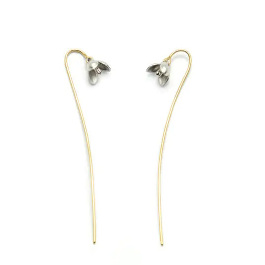 Gold-Plated Silver Magnolia Flower Earrings, S925