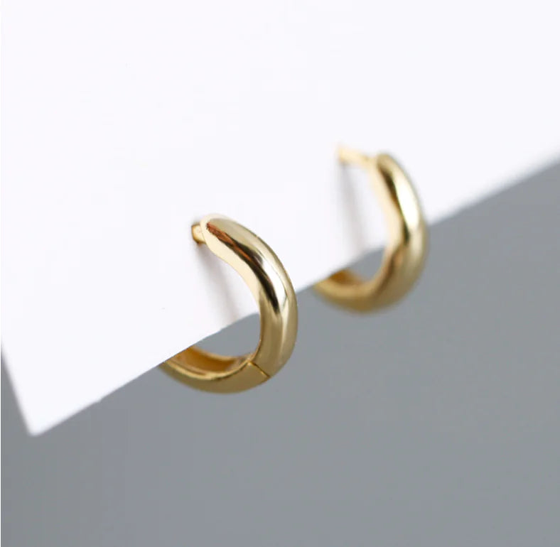 EH1002 Round Gold Plated S925 Silver Hoop Earrings