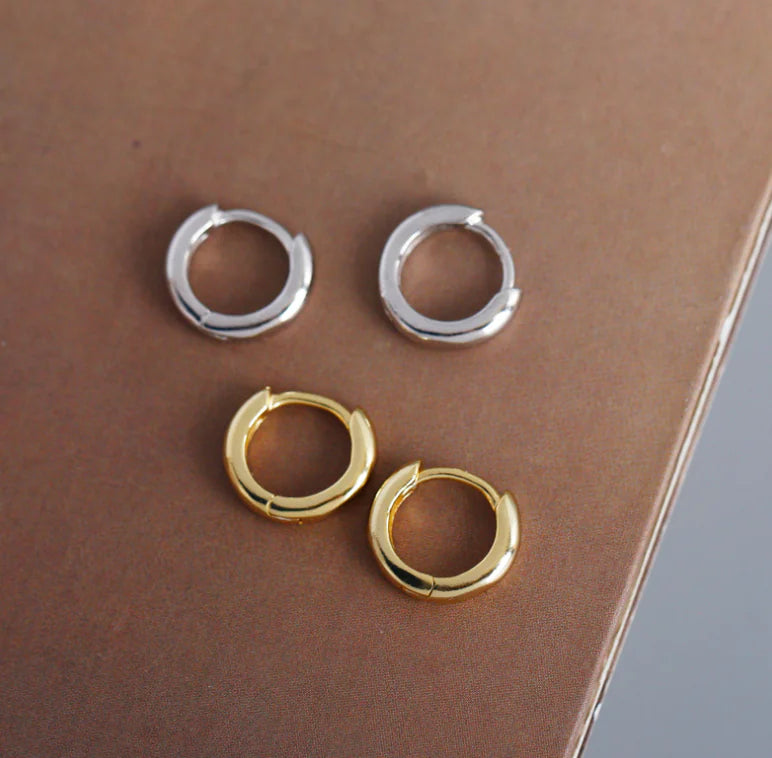 EH1002 Round Gold Plated S925 Silver Hoop Earrings