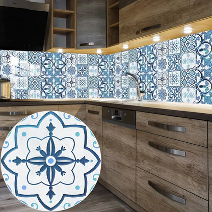 Blue Retro Tile Pattern for Home Renovation and Decor