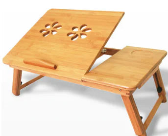 Bamboo Laptop Desk with Cooling Stand and Adjustable Height