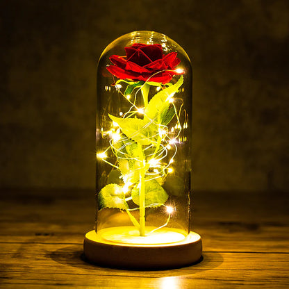 Rose Glass Dome with LED Light Gift Ornaments