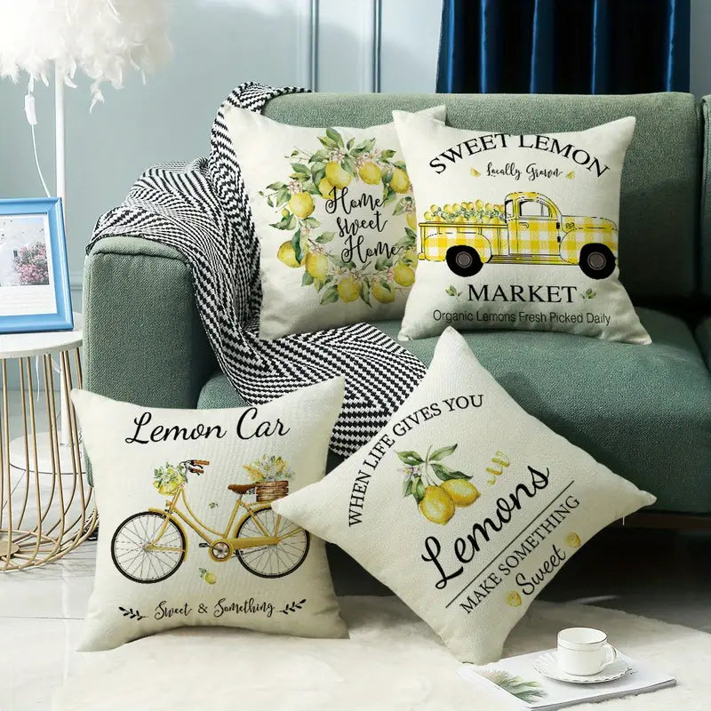Yellow Lemon Pattern Pillowcase for Home and Office