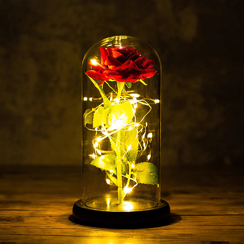 Rose Glass Dome with LED Light Gift Ornaments