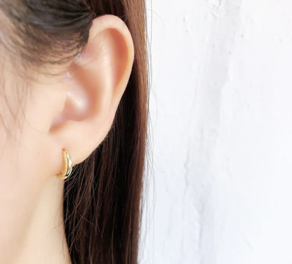 EH1002 Round Gold Plated S925 Silver Hoop Earrings