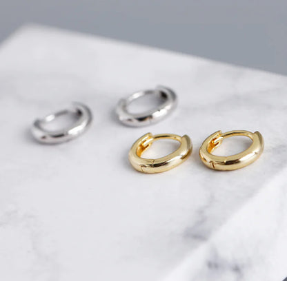 EH1002 Round Gold Plated S925 Silver Hoop Earrings
