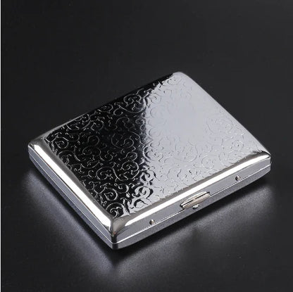 Silver Portable Metal Cigarette Case for 20 Cigarettes