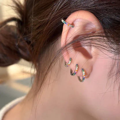 Mini Round Silver Plate Hoop Earrings for Women