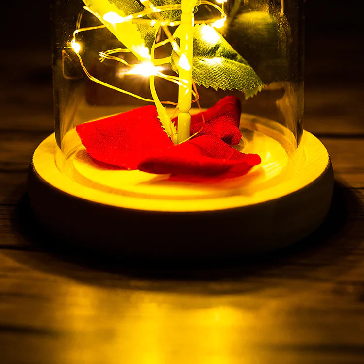 Rose Glass Dome with LED Light Gift Ornaments