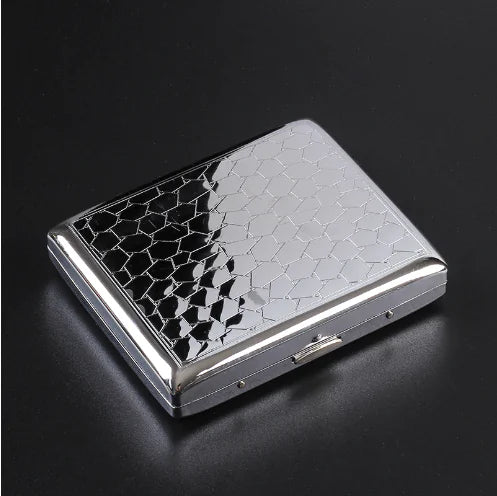Silver Portable Metal Cigarette Case for 20 Cigarettes
