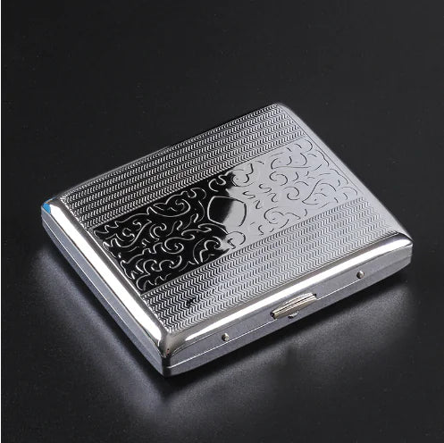 Silver Portable Metal Cigarette Case for 20 Cigarettes