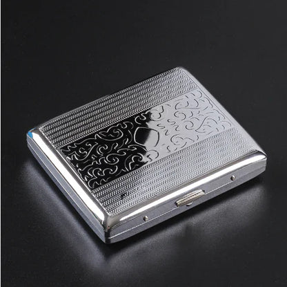 Silver Portable Metal Cigarette Case for 20 Cigarettes