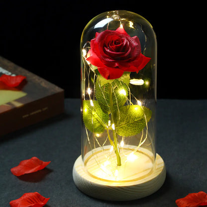 Beauty and the Beast Glass Dome Rose LED Light