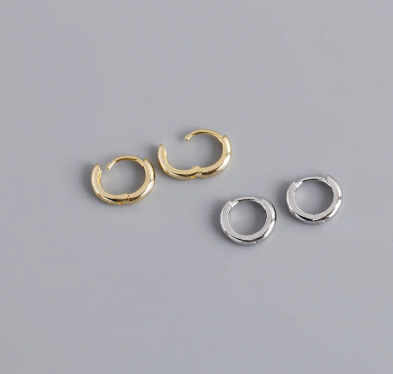 EH1002 Round Gold Plated S925 Silver Hoop Earrings