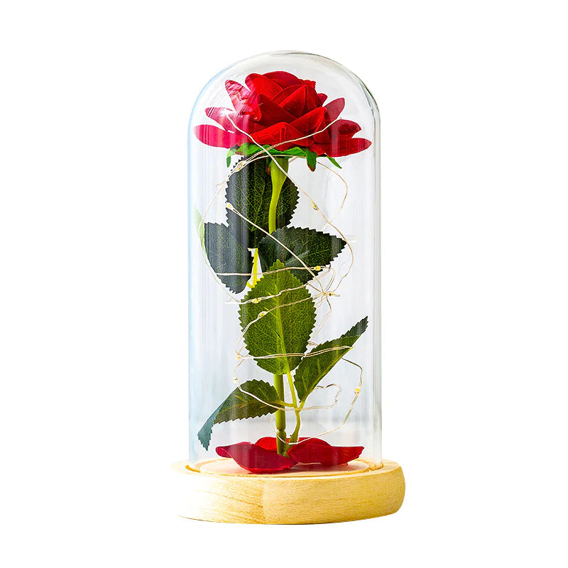 Rose Glass Dome with LED Light Gift Ornaments