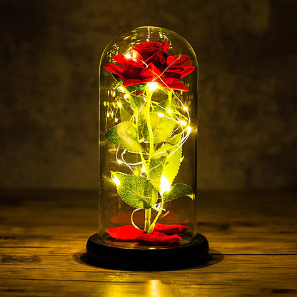 Rose Glass Dome with LED Light Gift Ornaments