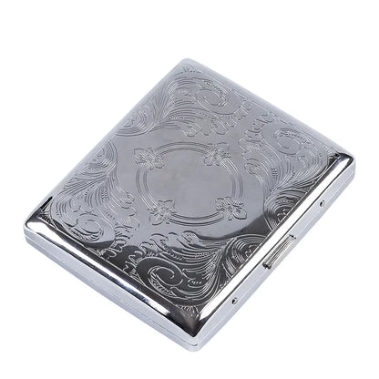 Silver Portable Metal Cigarette Case for 20 Cigarettes