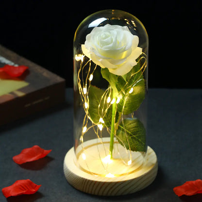 Beauty and the Beast Glass Dome Rose LED Light