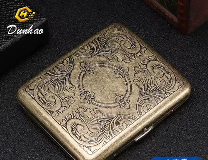 Retro Bronze Portable Stainless Steel Cigarette Box (20 Pack)