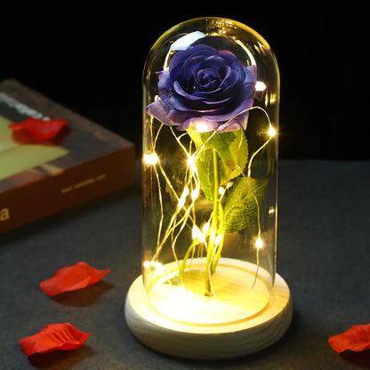 Beauty and the Beast Glass Dome Rose LED Light