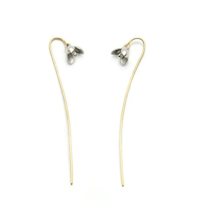 Gold-Plated Silver Magnolia Flower Earrings, S925