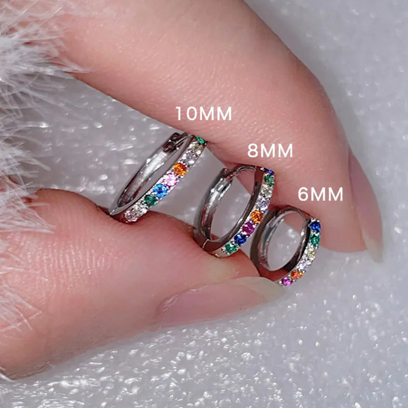 Mini Round Silver Plate Hoop Earrings for Women