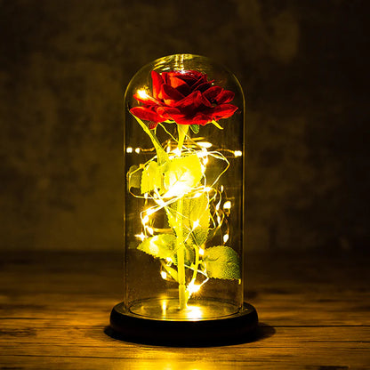 Rose Glass Dome with LED Light Gift Ornaments