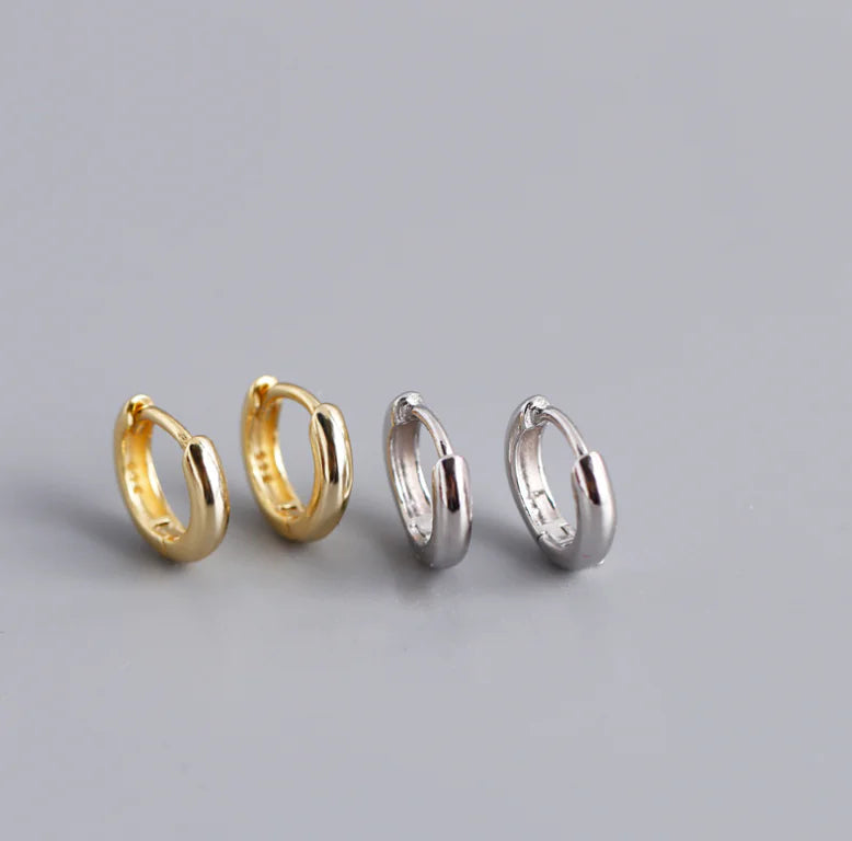 EH1002 Round Gold Plated S925 Silver Hoop Earrings