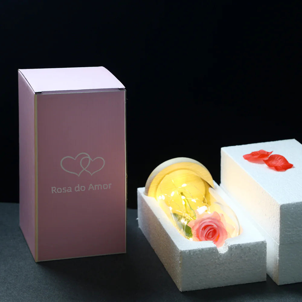 Beauty and the Beast Glass Dome Rose LED Light