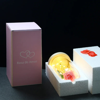 Beauty and the Beast Glass Dome Rose LED Light