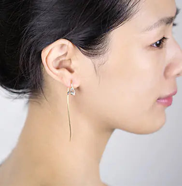 Gold-Plated Silver Magnolia Flower Earrings, S925