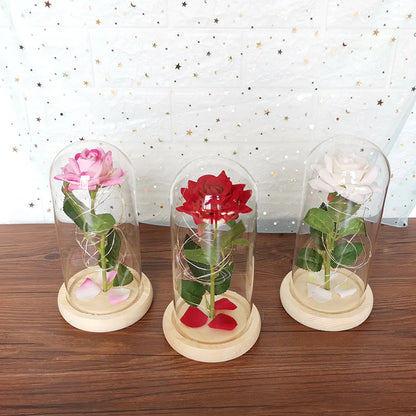 Rose Glass Dome with LED Light Gift Ornaments