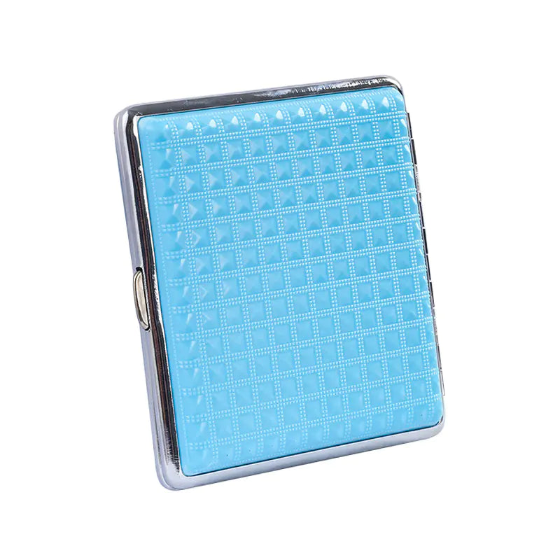 Metal Cigarette Case with Grid Pattern for Men and Women