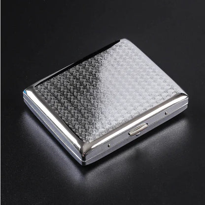 Silver Portable Metal Cigarette Case for 20 Cigarettes