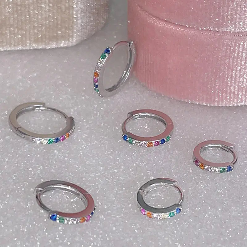 Mini Round Silver Plate Hoop Earrings for Women