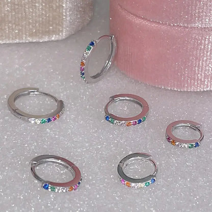 Mini Round Silver Plate Hoop Earrings for Women