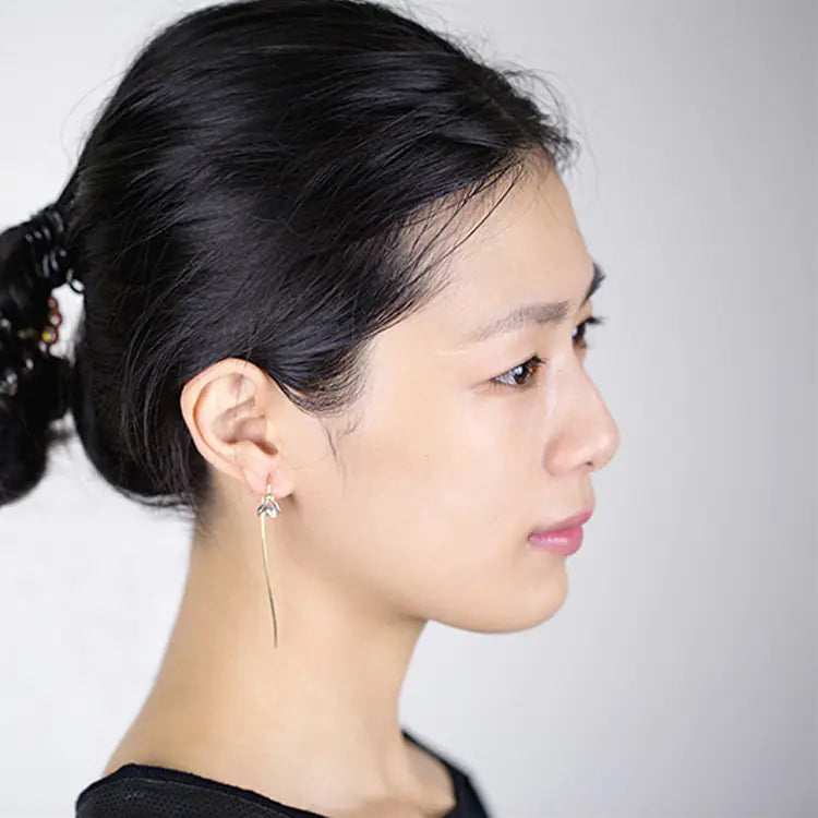 Gold-Plated Silver Magnolia Flower Earrings, S925