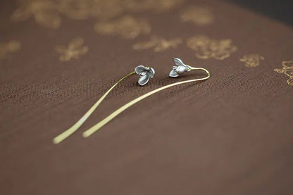 Gold-Plated Silver Magnolia Flower Earrings, S925