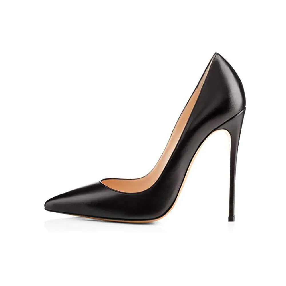 Pointed Toe Matte High Heels with 12cm Stiletto