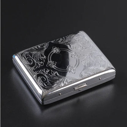 Silver Portable Metal Cigarette Case for 20 Cigarettes