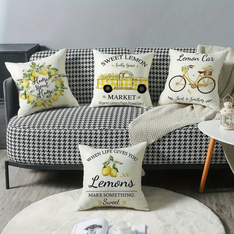 Yellow Lemon Pattern Pillowcase for Home and Office